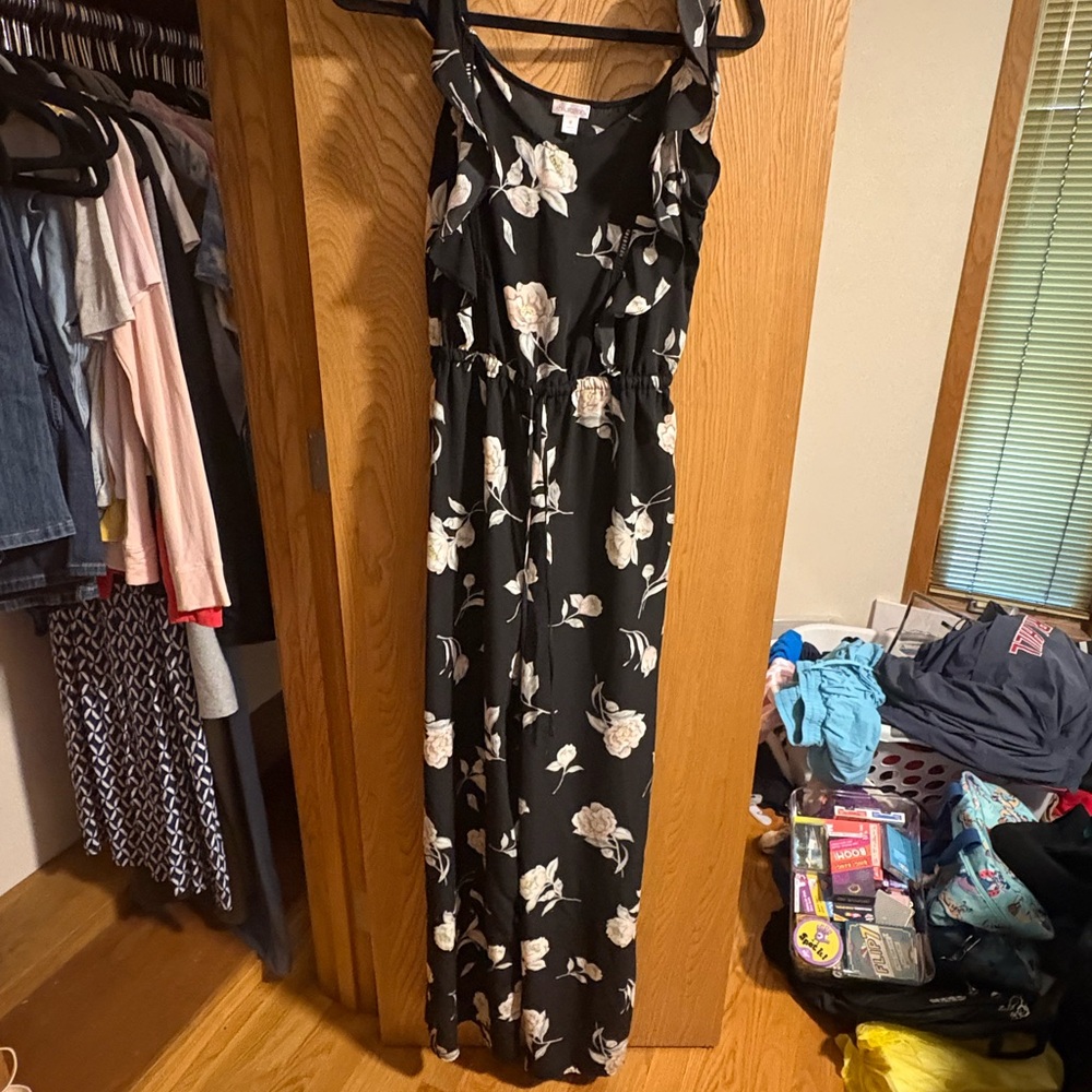 Floral Black Maxi Romper